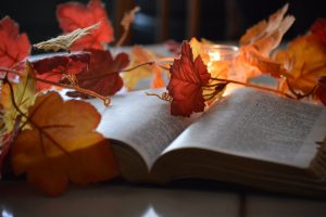 Open Book Draped with Fall Vines
