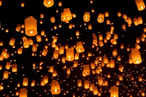 Ideas Take Flight - Candle Lanterns Lift Off into Night Sky